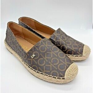 Calvin Klein Popular Drk Brown CK Logo Espadrille Casual Flats Womens Size 7M